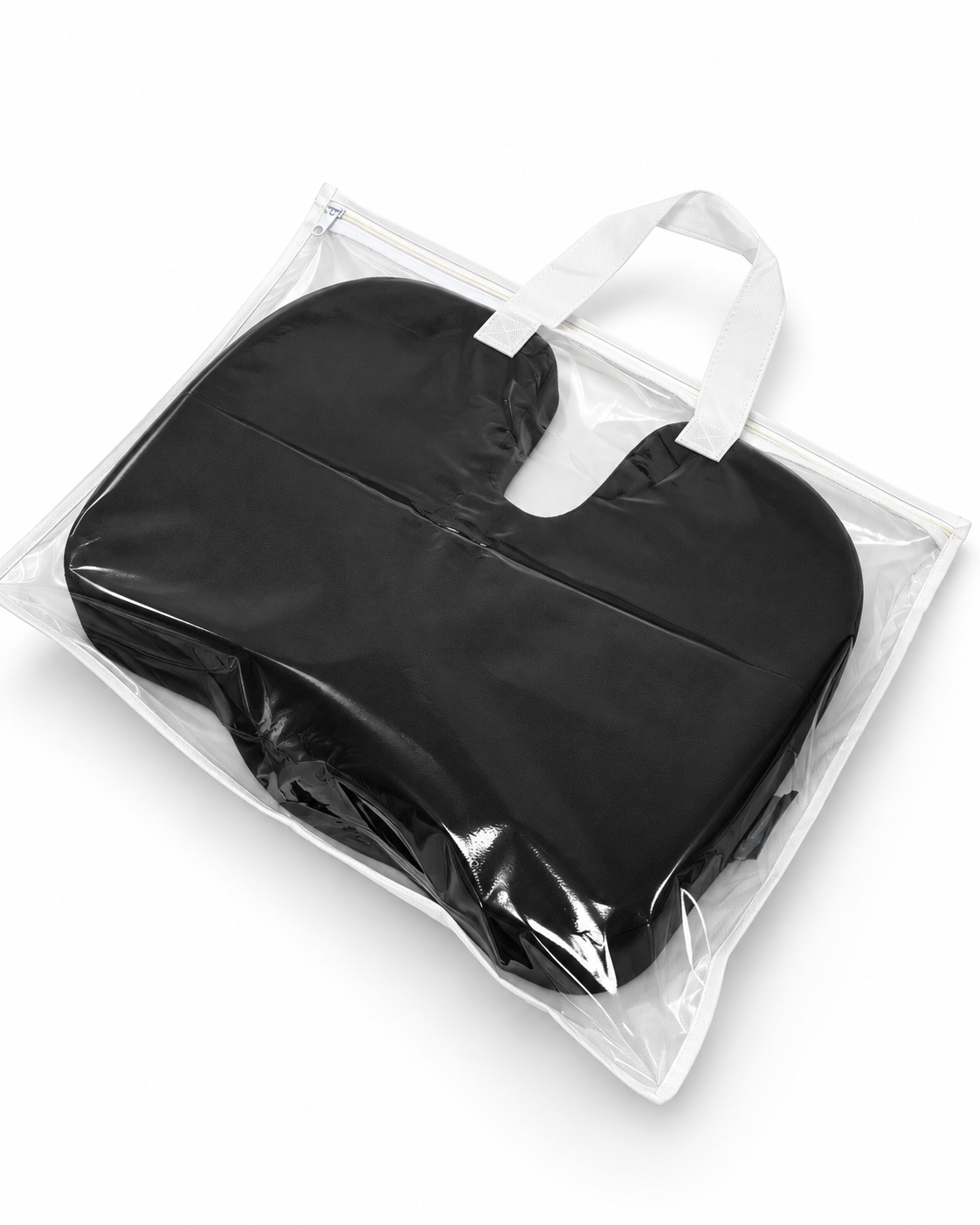 Ergonomics by Dr. Prev ergonomic seat cushion in clear carrying bag